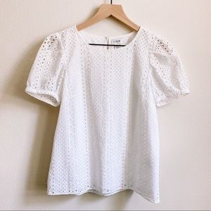 J. Crew Embroidered Eyelet Blouse in White